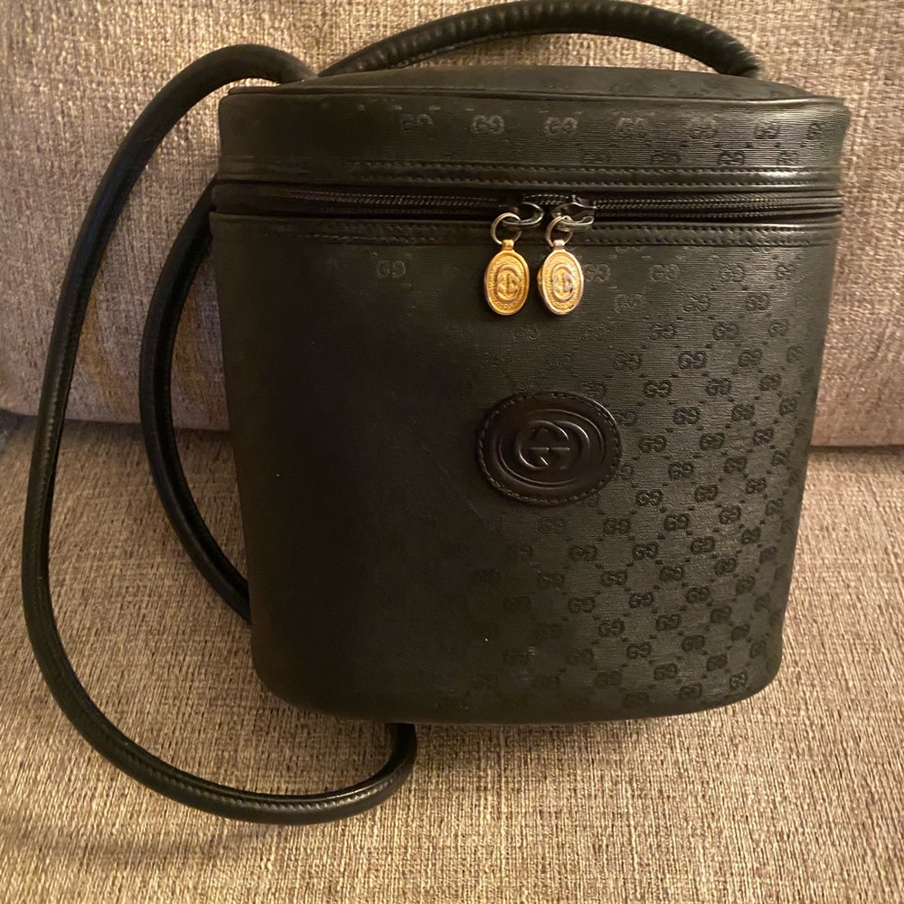 Gucci Monogram Vintage Binocular Shoulder Bag Black